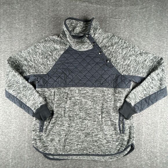 Abercrombie & Fitch Tops - Abercrombie & Fitch Asymmetrical Snap Up Sweatshirt Women’s Sz L Quilted Fleece